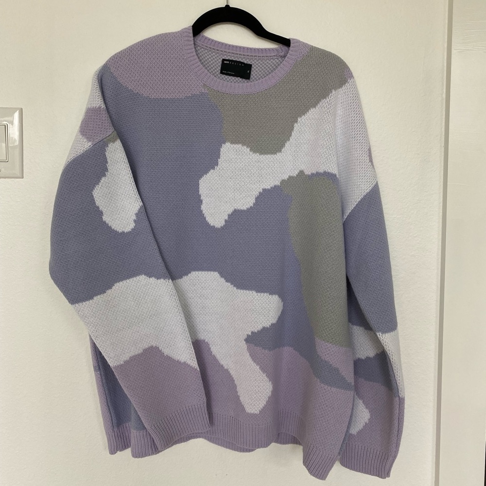 ASOS purple printed crewneck sweater